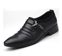 WOkismD Zapatos de Cuero de Hombre Zapatos Casuales Zapatos de Vestir de Negocios Zapatos de Boda Decoraciones metálicas Tallas Grandes,Negro,40