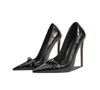 WOkismD Zapatos de Mujer de tacón Alto Puntiagudo Stilettos 4,7 pulgadas/12CM Tacones sexys Zapatos de Fiesta,Negro,38 EU