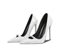 WOkismD Zapatos de Mujer de tacón Alto Puntiagudo Stilettos 4,7 pulgadas/12CM Tacones sexys Zapatos de Fiesta,Blanca,38 EU