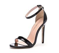 Zapatos de tacón Alto para Mujer, Tacones de Aguja Elegantes, Tacones Abiertos, Sandalias de tacón con Correa en el Tobillo para Mujer en Boda, Fiesta, Regreso a casa,Negro,38