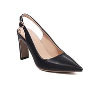 WOkismD Zapatos de tacón Ancho de 8.5CM para Mujer, con Punta Puntiaguda, tacón Grueso, Estilo Slingback, fáciles de Poner, para Trabajo, Fiestas o Vestido,Negro,39 EU