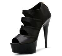WOkismD Zapatos de tacón de aguja para mujer, zapatos de punta abierta, tacones de 15 cm para boda y noche, Negro , 44 EU