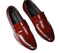 WOkismD Zapatos de Vestir de Negocios Zapatos de Vestir de Hombre Respirable Zapatos de Vestir de Hombre de Baja Parte Zapatos de Lujo de Color sólido Zapatos de Boda de Hombre,Rojo,39