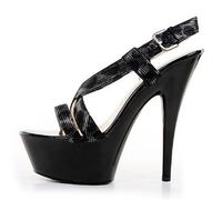 WOkismD Zapatos Destalonados para Mujer Plataformas Peep Toe Tacones de 6 Pulgadas Zapatos de tacón de Fiesta de Novia,Negro,36 EU