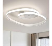 WOKNOS Lampara Techo LED Moderna Blanco,24W Luz Natural 4000K | Plafon LED Techo para Dormitorio Salón Cocina Pasillo,Diseño Lineal,Diámetro 37cm