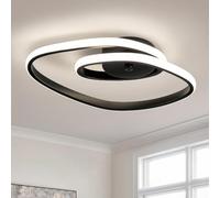 WOKNOS Lampara Techo LED Moderna Negro,24W Luz Natural 4000K | Plafon LED Techo para Dormitorio Salón Cocina Pasillo,Diseño Lineal,Diámetro 37cm