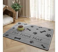 Wokuaile Alfombra Comedero Perro y Gato 50 x 70 cm Absorbentes Alfombra Comedero, Secado Rápido Alfombrilla de Comida Fácil de Limpiar Gris Hueso