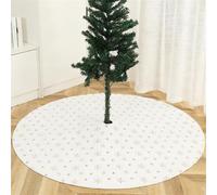 Wokuaile Alfombra Shaggy Salón Alfombra Redonda Árbol de Navidad Suave Esponjosa Modernas para Interiores Niños Habitacion Blanc/Flocons De Neige Dorés, 120 cm