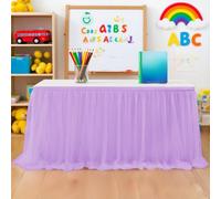 Wokuaile Falda de Mesa de Tul, Postre recepción Falda de Mesa Faldas de Mesa de Largo Tul decoración de la Tabla, Boda, cumpleaños, Partido, Barra, Baile de Fin de Curso, Púrpura, 275x77cm