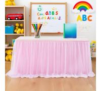 Wokuaile Falda de Mesa de Tul, Postre recepción Falda de Mesa Faldas de Mesa de Largo Tul decoración de la Tabla, Boda, cumpleaños, Partido, Barra, Baile de Fin de Curso, Rosa, 183x77cm