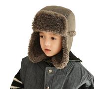 Wokuaile Sombrero Trapper Niños con Orejeras Gorro Aviador Térmico en Piel Sintética & Forro Polar Gris
