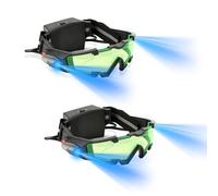 Wokyo Paquete de 2 gafas ajustables de visión nocturna con luces LED abatibles, lente verde, equipo espía profesional para adultos, adolescentes, protección al aire libre, aventuras, protección ocular