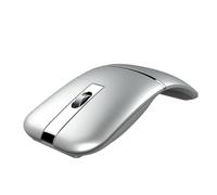 Wokyo Ratón inalámbrico Bluetooth giratorio arco, ratón de computadora recargable por USB con receptor USB con modo dual BT y 2.4G para MacBook, Dell, dispositivo Lenovo (plateado)