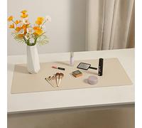 Wolaile - Tapete de cuero para escritorio, 36 x 17 pulgadas, tapete para mouse y teclado grande, impermeable, antideslizante, protector de escritorio para oficina y hogar, blanco marfil