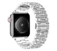 Wolait Compatible con Apple Watch Band de 38/40/41 mm, correa de metal con diamantes de imitación para iWatch todas las series, color plateado
