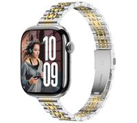Wolait Correa delgada de metal compatible con correas de Apple Watch (42 mm, serie 10) de 41 mm, 40 mm, 38 mm, para mujer, correa de acero inoxidable elegante para iWatch Series 10-1, plata/dorado