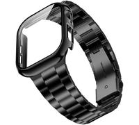 Wolait Correa para Apple Watch de 42 mm (Serie 10) con funda, correas de acero inoxidable mejoradas para iWatch con protector de pantalla para Apple Watch Series 10, mujeres y hombres, color negro