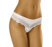 WOLBar Tanga con Encaje para Mujeres WB409, Blanco,XL