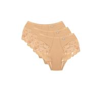 WOLBar Tanga para Mujeres De Cintura Alta - 3 Uds WB406, Beige,XL