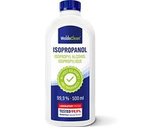 WoldoClean Alcohol Isopropílico 99,9% Isopropanol 500 ml - IPA Alta Pureza, Incoloro & Inodoro, Sin Residuos para Electrónica, Impresoras 3D, Vidrio & Metal