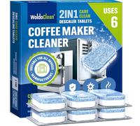 WoldoClean Pastillas Descalcificadoras 2en1 para Cafeteras - Descalcificador 2-Fases contra Cal & Corrosión, envueltas individualmente en blíster, 6 Tab