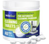WoldoClean Pastillas Limpiadoras para Cafeteras 40 Unidades - Tabletas Disolventes de Grasa para Cafeteras Automáticas y de Filtración, Compatibles con DeLonghi, Jura, Siemens, Bosch, Krups, Melitta
