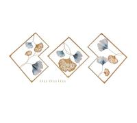 WOLEGM Ginkgo - Decoración de pared de metal, 3 unidades, diseño de hojas de gingko con agujeros para ganchos para salón, hotel, fondo