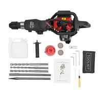 WOLEGM Martillo de demolición de gasolina de 1200 W, motor de 2 tiempos de 32,7 cc, trituradora de hormigón, broca perforadora con 3 taladros, Jack Hammerdrill, taladro de martillo neumático, arranque