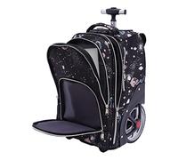 WOLEGM Mochila de viaje con ruedas, 33 x 25 x 49 cm, 45 L, con 3 formas de llevar y rueda grande de 7 pulgadas, para hombre y mujer, color gris estrellado, Stargray, Modren