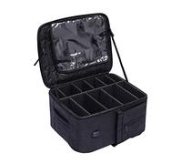 WOLEGM - Neceser mochila, 21 x 34 x 41 cm, bolsa de maquillaje de gran capacidad, organizador de maquillaje de viaje, para profesionales de la belleza, pegatinas, etc, Negro , 21 * 34 * 41 cm / 8,3 *