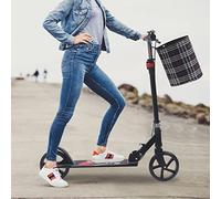 WOLEGM Patinete plegable para adultos, estilo T, con freno de mano, ruedas de 200 mm y bolsa de tela para hasta 100 kg