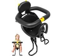 WOLEGM Silla Bicicleta Niño Delantera, Asiento para 1-5 Años, Carga 35 kg | Asiento Infantil para Bicicleta con Cinturón de Seguridad y Pedales Ajustables, Barandilla Abrible, para MTB y Plegable