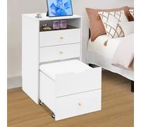 WOLEGM Tocador 3 en 1 con espejo, tocador compacto pequeño con iluminación LED, 3 cajones, espejo abatible, mesa de maquillaje para dormitorio, color blanco