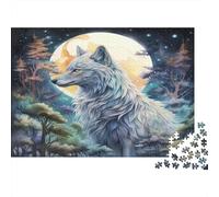 Wolf 1000 Piece Puzzle for Adults White Wolf in Rainbow Forest Fun and Challenging Family Game Great Gift Idea 52x38cm 1000pcs