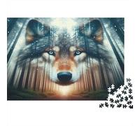 Wolf 1000Pc for The Whole Family Wolf Face in Forest for Women, Gifts for Men Adults 52x38cm 1000pcs