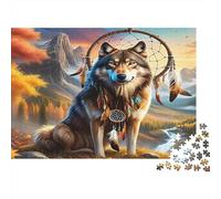 Wolf 1000Pc for The Whole Family Wolf with Dreamcatcher for Women, Gifts for Men & Adults 52x38cm/1000pcs