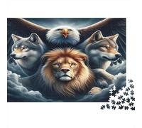 Wolf 1000Pc Puzzle for Adults Kids Lion and Wolves with Eagle Fun Present Activity for Home Age 12 Years Up 70x50cm 1000pcs