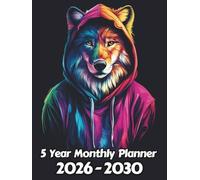 Wolf 5 Year Monthly Planner: Large 60 Month Sunday to Saturday Calendar | Gift For People Who Love Forest Animals, Wildlife Lovers | Ideal for ... and Busy Individuals | 8.5 x 11 Inches | v1
