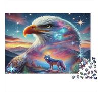 Wolf Adult Jigsaw Puzzle Eagle and Wolf in Cosmic Sky Educational Game Decompression for Adults Teens Home Decor 38x26cm 1000pcs