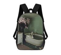 Wolf And Swan in Bathroom Mochilas Para Niños 17inch Mochila Escolar Mochila Escolar Impresa En 3D Para Niños De Primaria Y Secundaria