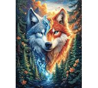 Wolf and Zorro en el jardín Puzzle 1000 Piezas Papel Mayores Cuentos de Hadas fantásticos de Animales Salvajes Terapia Ocupacional Alivio Estrés Tiempo Libre En Casa Regalo Original