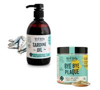 Wolf Belly - Pack Aceite de Sardina (500ml) y Salud Bucal (180g) Natural | Omega 3 y 6 + Higiene Dental | para Perros y Gatos - Producido en UE