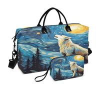Wolf - Bolsa de viaje para gimnasio, estilo Van Gogh, bolsa de fin de semana para mujer, con neceser, bolsa de viaje para natación, Multi 52, Talla única