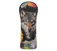Wolf Breaking Through The Wall Flower Golf Club Head Covers Premium Leather Waterproof Headcover with Number Tags for Driver Fairway Wood Hybrids