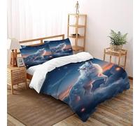 Wolf Cielo Estrellado Funda De Edredón 3 Piezas 3D Impresa Fauna Silvestre Animales Marinos con 2 Fundas De Almohada Double（200x200cm） Microfibra Ropa De Cama para Niñosy Hombres