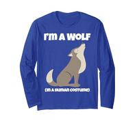 Wolf Costume I'm a Wolf in a Human Costume Funny Howling Manga Larga, Unisex para Adultos, Azul Real, XL