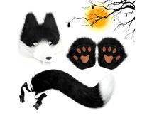 Wolf Costume Set Faux Animal Paw 9.85x10.64 Inch Gloves And Tails For Women