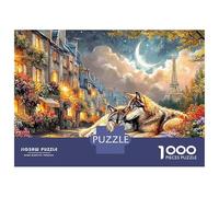Wolf Couple in París Rompecabezas De 1000 Piezas Ruinas Antiguas Rompecabezas Desafiantes Rompecabezas De Decoración Hogareña Juego De Rompecabezas para Toda La Familia 52x38cm/100