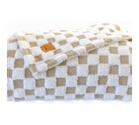 Wolf Creek Blanket- Beige/Tan & White Sherpa Fleece Throw. Meta de tiro a cuadros para mujeres nias y sof. Hermoso suave acogedor y elegante 50