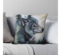 Wolf Echo In The Forest - Funda de almohada cuadrada de poliéster y lino, terciopelo, con cremallera, decorativa, para coche